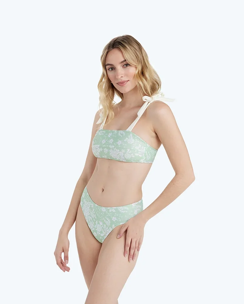 Summersalt The Tie Oasis Bikini Top - Vintage Floral in Ivy - 8
