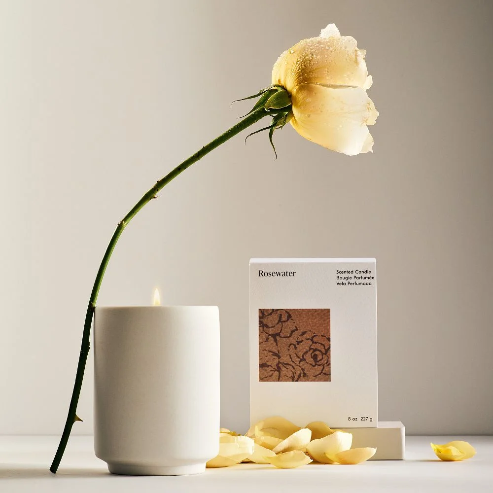 Homescent Single Wick Candle, Rosewater