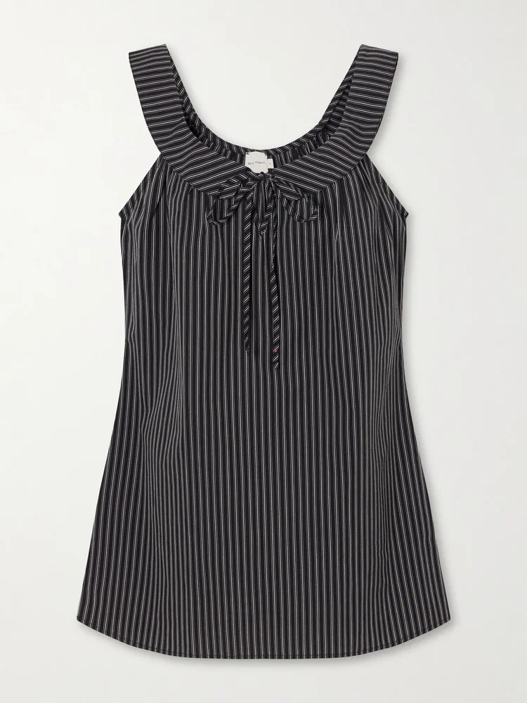 Striped organic cotton-poplin mini dress