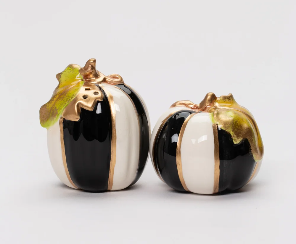 Black & White Pumpkin Salt and Pepper Shakers