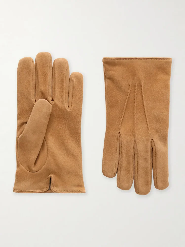 Cashmere-Trimmed Suede Gloves