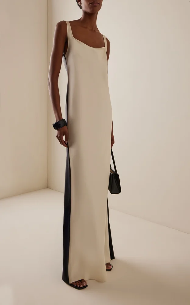 Duality Two-Tone Satin Maxi Dress