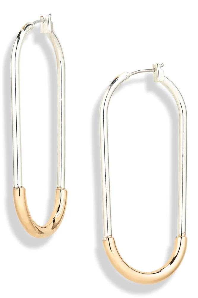 Elongated Paper Clip Hoop Earrings
