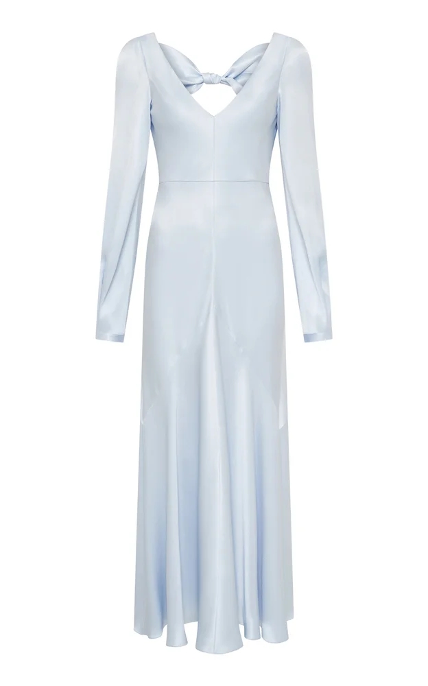 Peyton Ruffled Silk-Satin Midi Dress