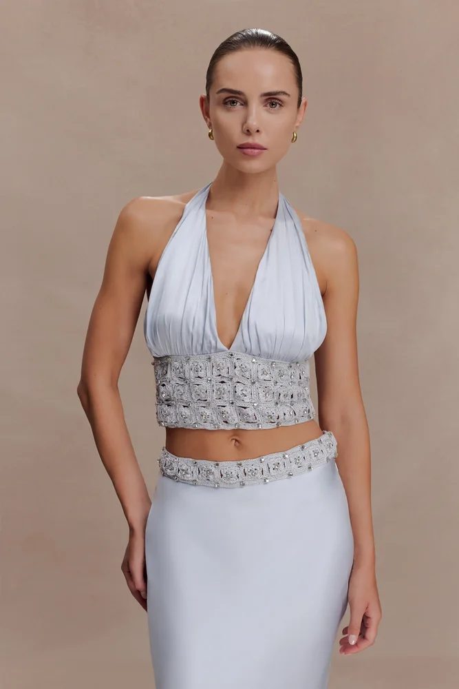 Rossana Hand Beaded Top - Midnight Black