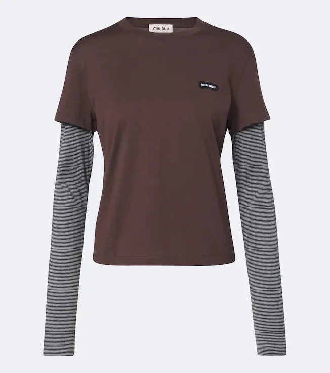 Layered cotton jersey T-shirt