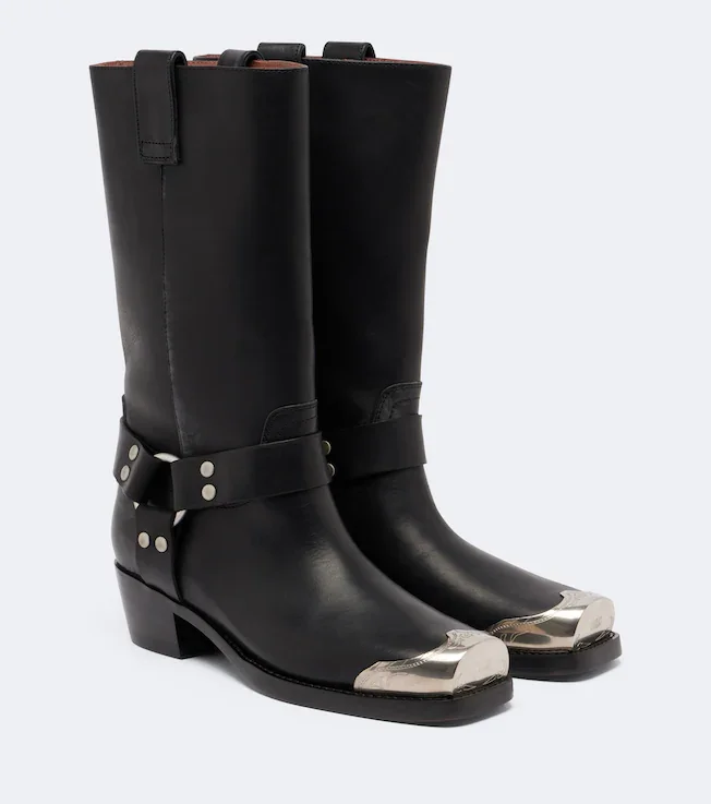 Roxy embellished leather biker boots