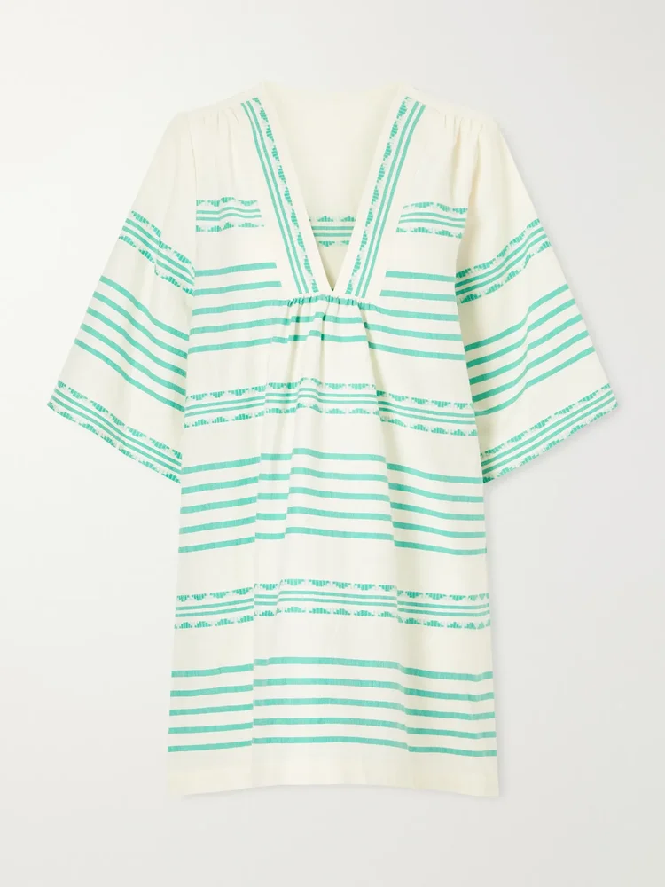 Belkis striped cotton caftan