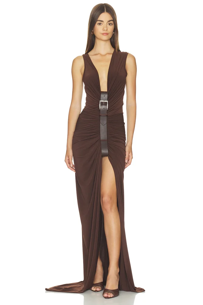 Gathered Belt Dress