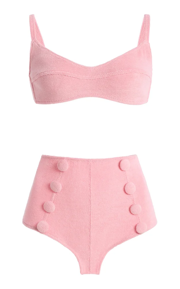 Balconette High-Waisted Terry Cloth Bikini