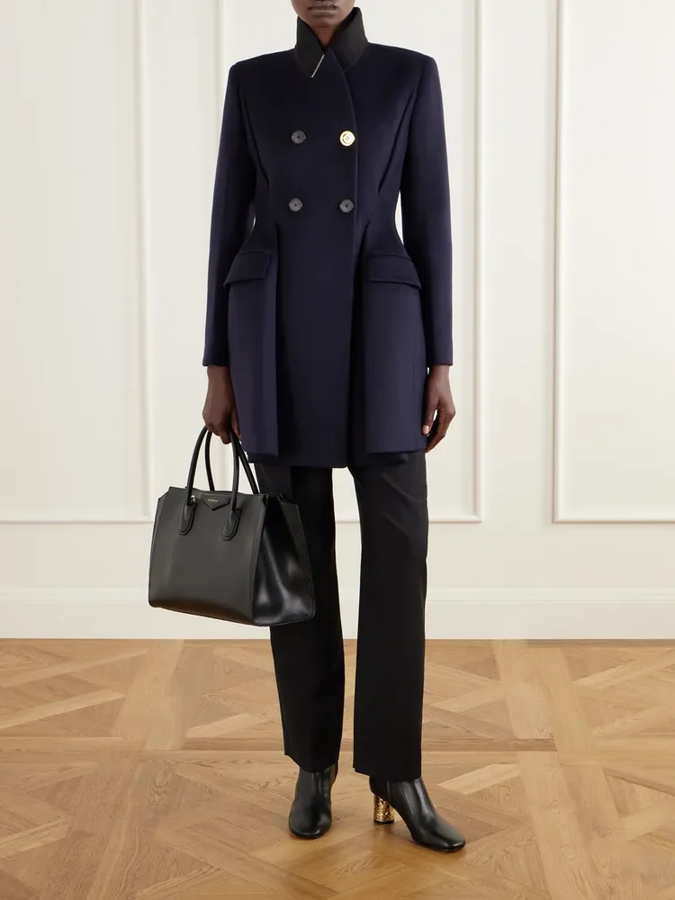 Wool and cashmere-blend double-breasted coat