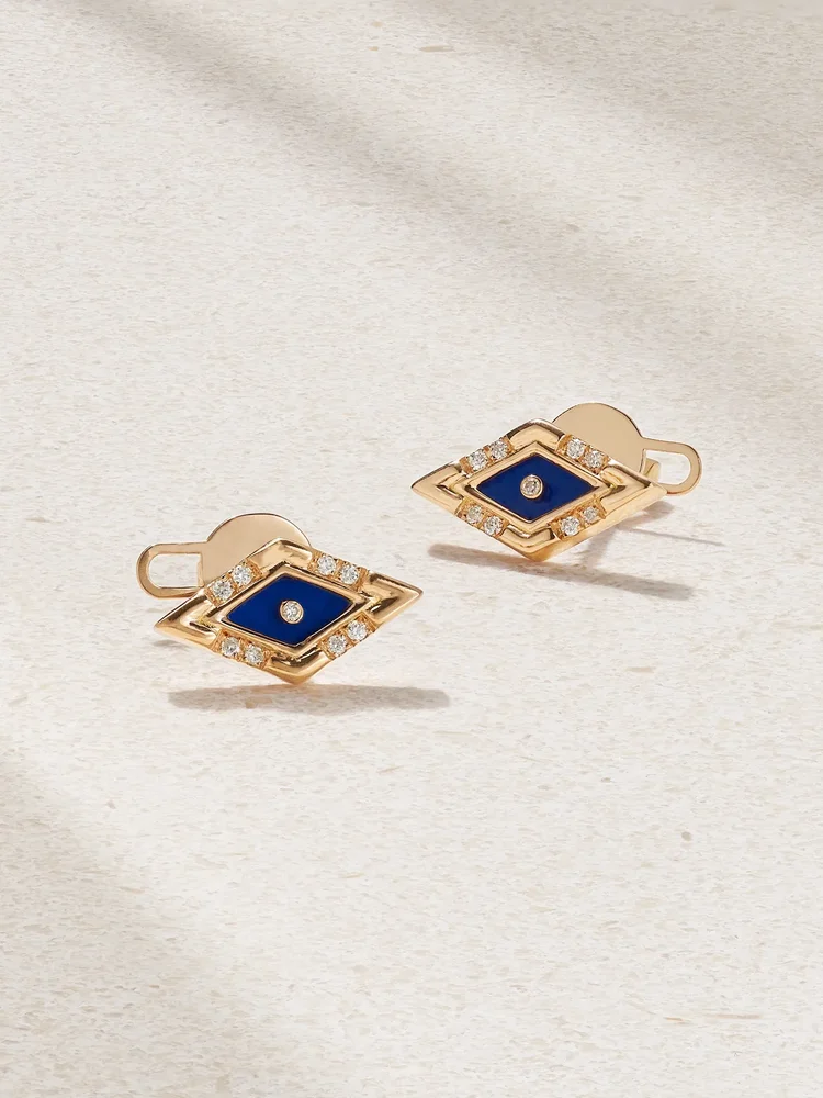 Mini Eye 18-karat gold, lapis lazuli and diamond earrings