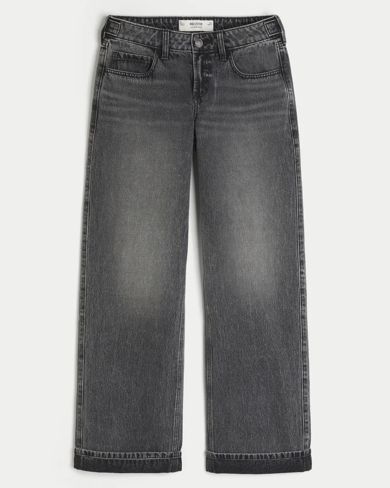 Andi Adjustable Waist Low-Rise Baggy Jeans (grey)
