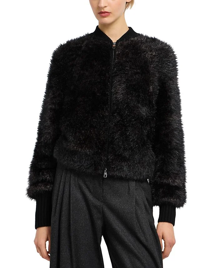 Faux Fur Effect Bomber Jacket