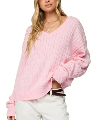 Polly V Neck Cable Knit Sweater