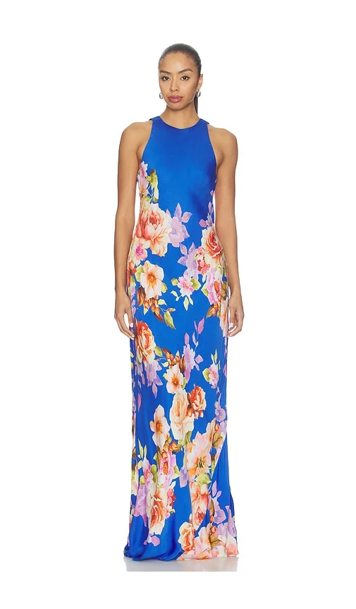 Crew Neck Bias Maxi Dress