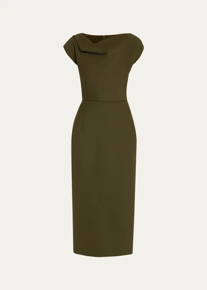Iris Drape-Detail Midi Sheath Dress