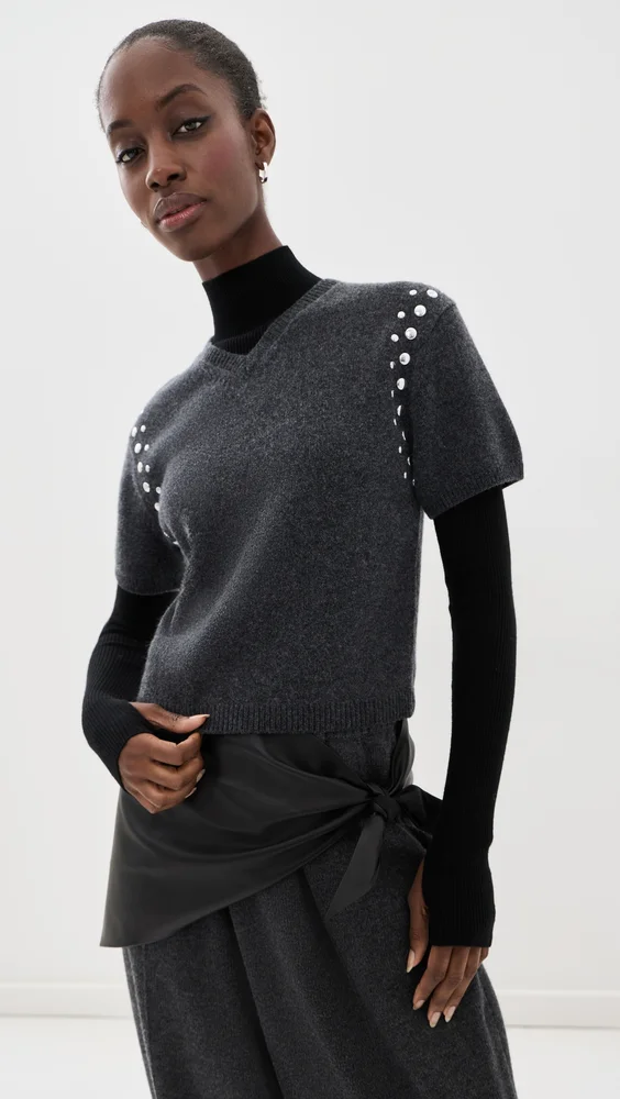 Wool Blend Boxy V-Neck Sweater