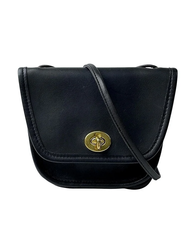 Pre-Owned Vintage Everett Turnlock Crossbody Bag, Black