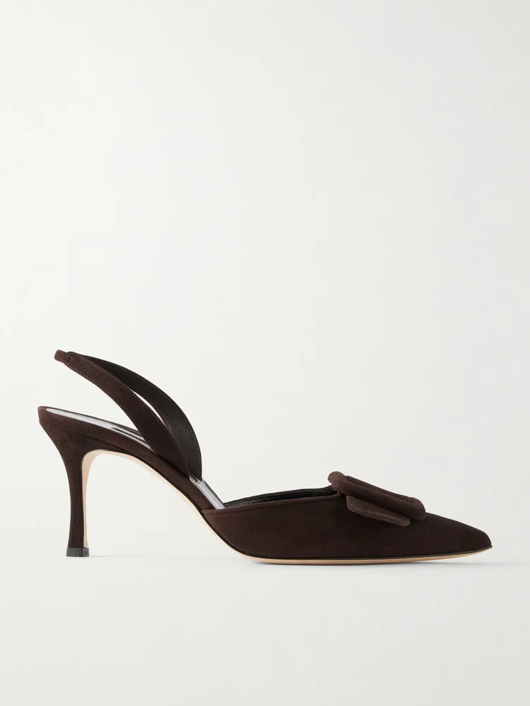 Maysli 70 Buckle-Detailed Suede Slingback Pumps