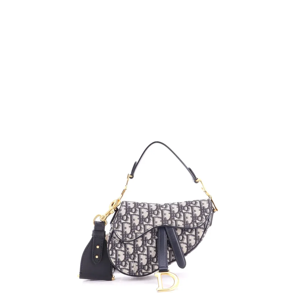 Dior Saddle Handbag with Strap Oblique Canvas Mini, Blue