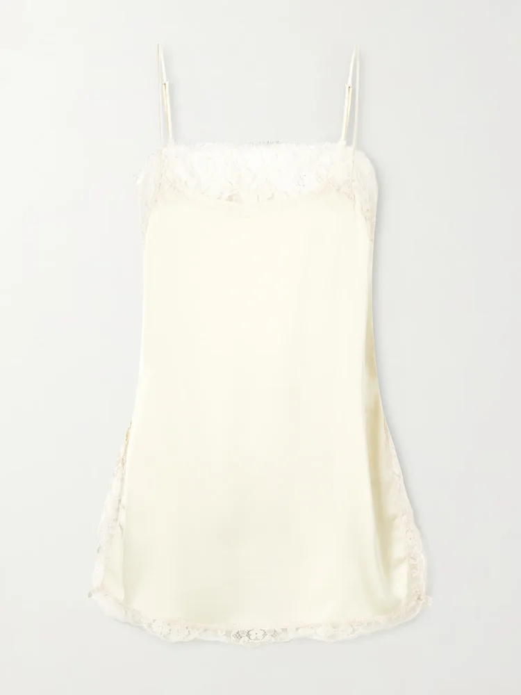 Adnina lace-trimmed recycled-satin top