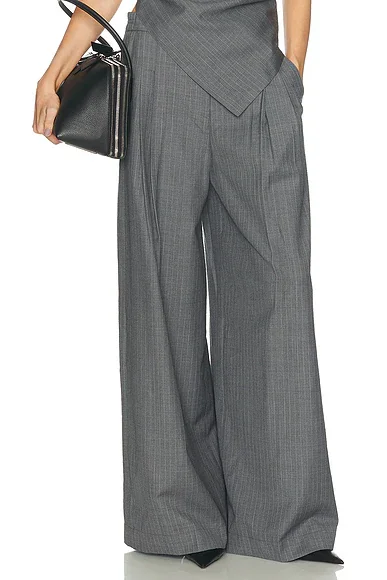 Wide Double Pleated Trouser