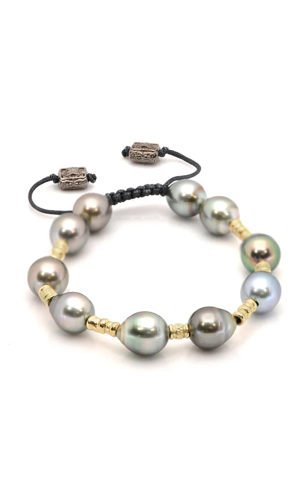 Sterling Silver 18K Yellow Pearl Bracelet