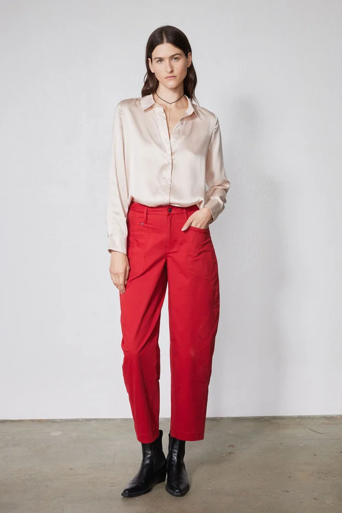 Slouchy Soft Twill Pants, Scarlet