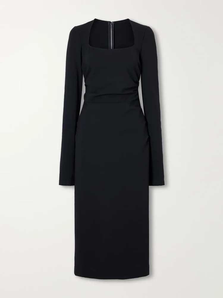 Ruched stretch-jersey midi dress