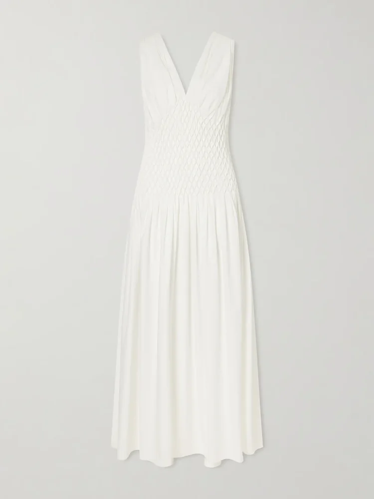 Nola ruched cotton-poplin midi dress