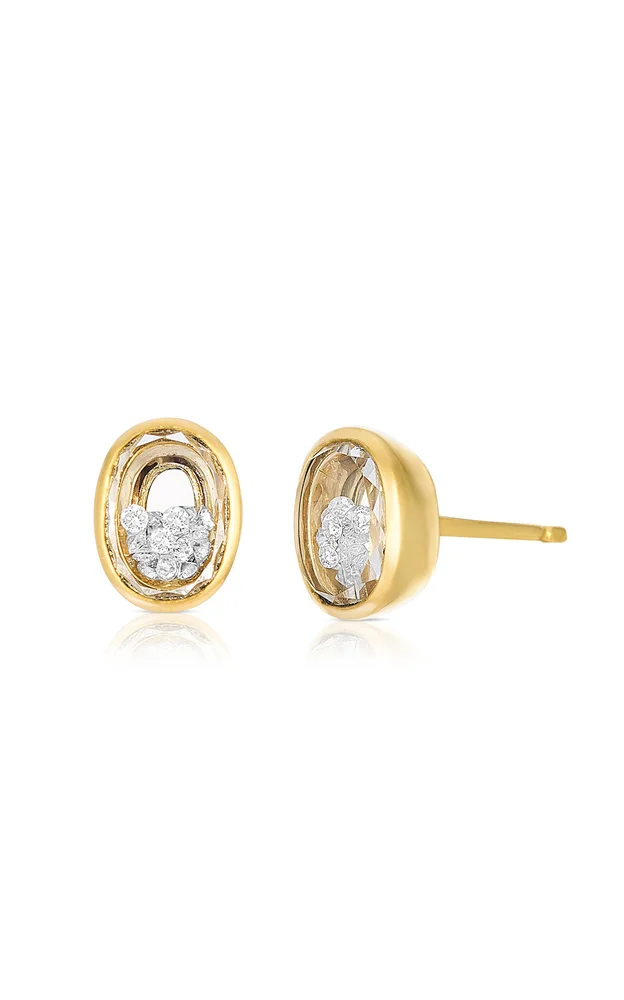 Neue Oval 18K Yellow Gold Diamond Earrings