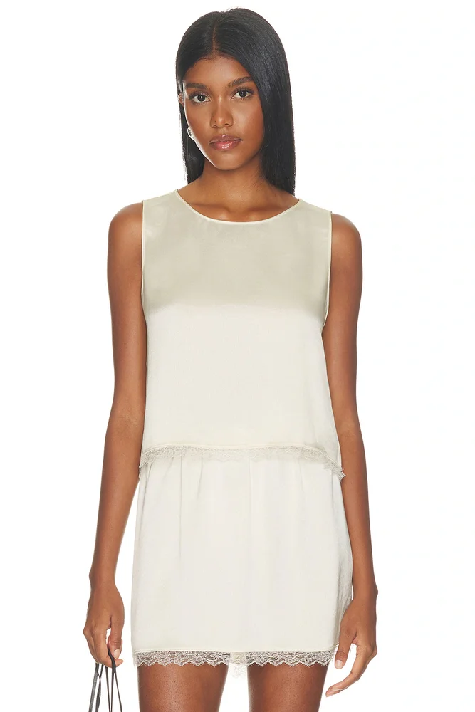 Barb Lace Crop Sleeveless Crew