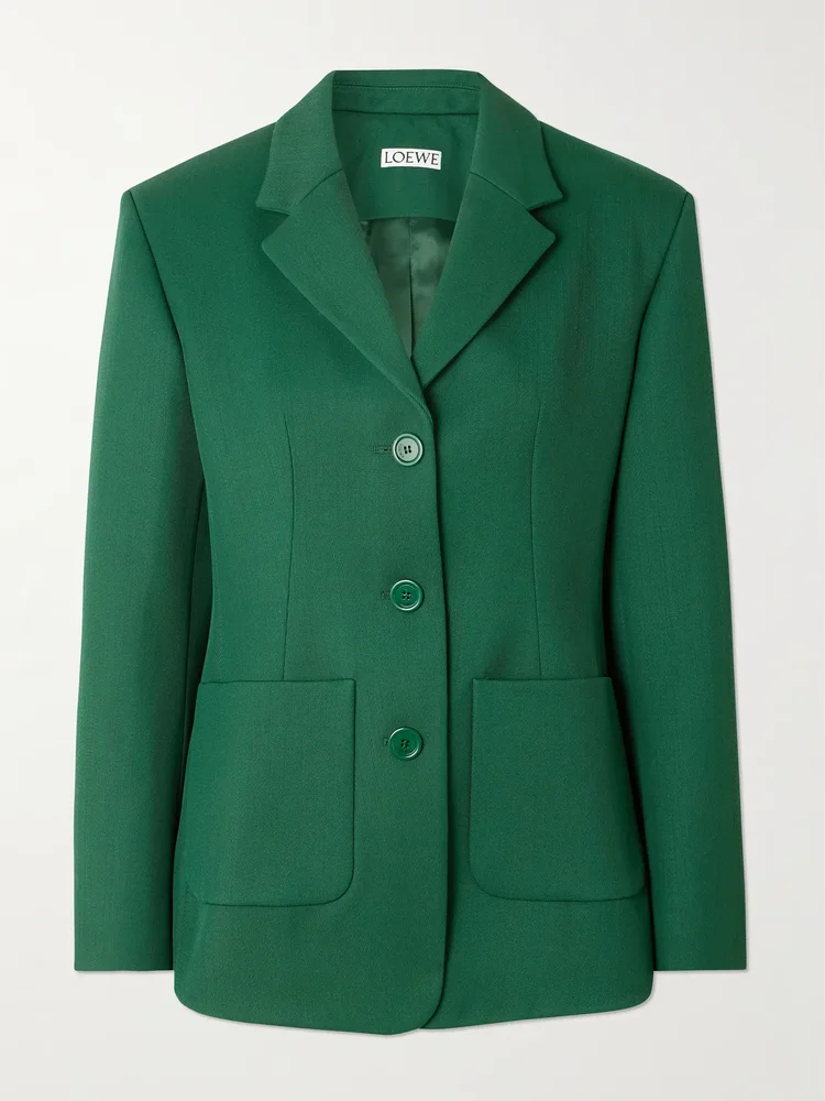 Wool-blend twill blazer