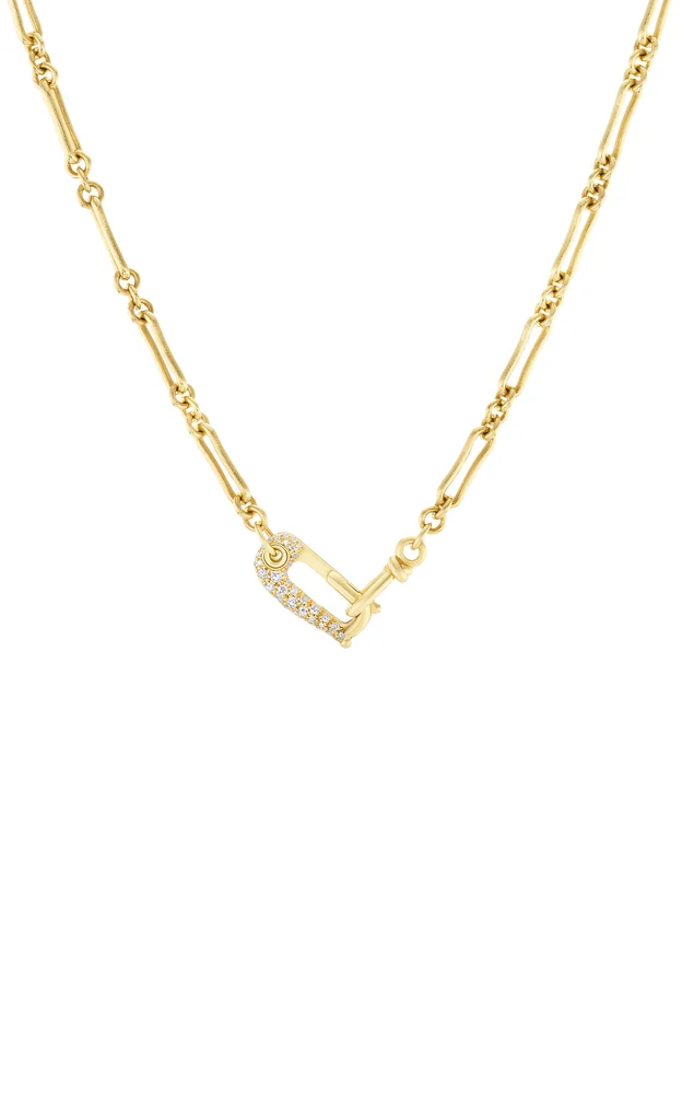 14K Yellow Gold Diamond Lock It on Bone Chain