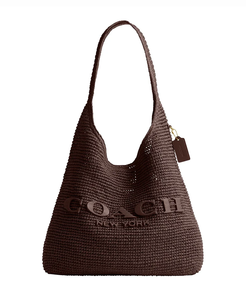 Brooklyn 39 Large Shoulder Raffia Bag in Brown