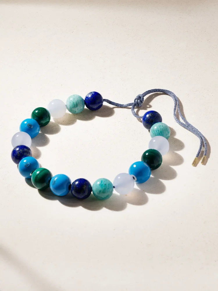 East Village Downtown 18-karat gold, multi-stone and Lurex necklace