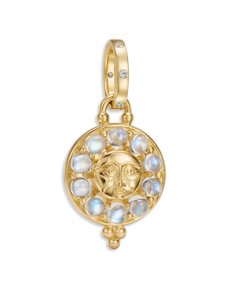 18K Yellow Gold FJ Moonstone & Diamond Selena Luna Pendant