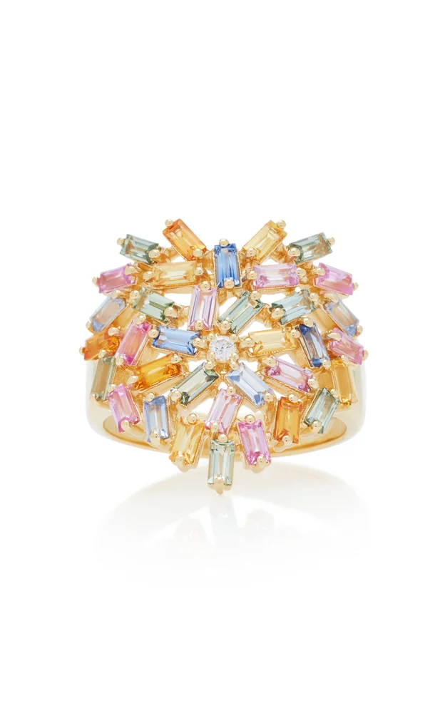 18K Yellow-Gold and Diamond Pastel Heart Ring
