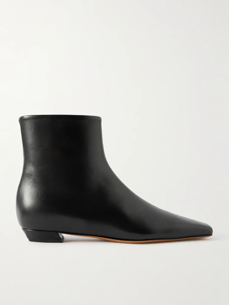 Trap leather ankle boots