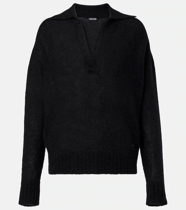 Cashmere and silk polo sweater