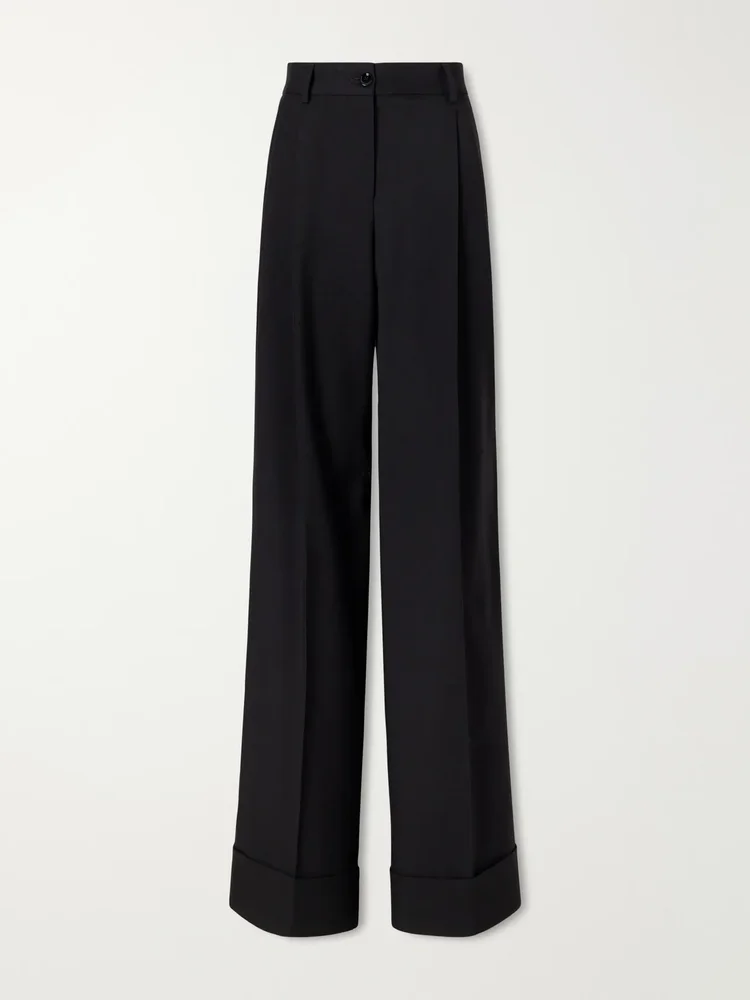 Wool mid-rise straight-leg pants