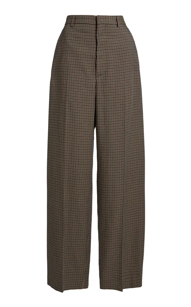 Tailored Check Wide-Leg Pants