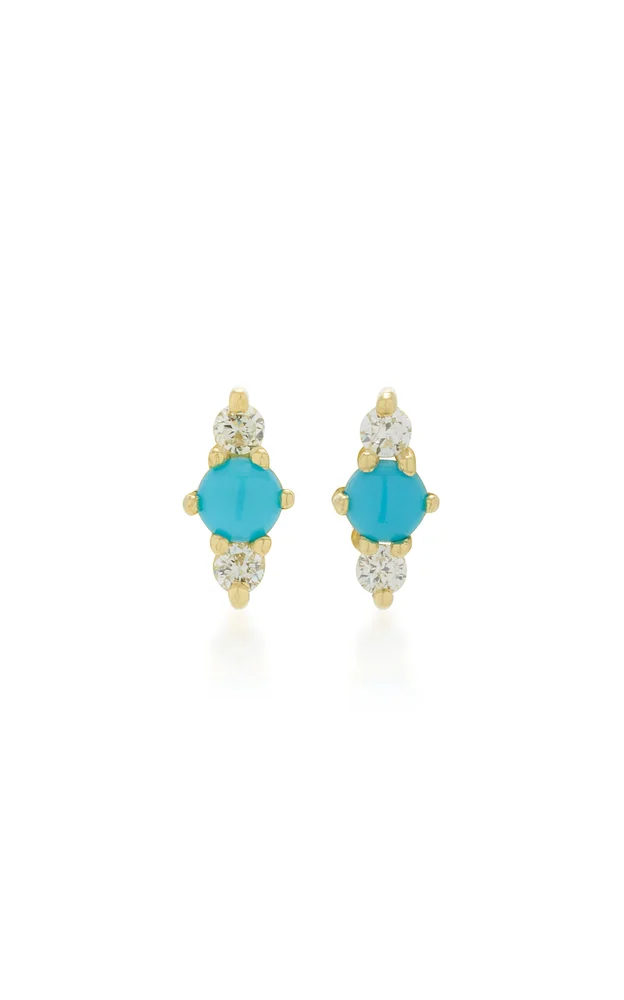Hanley 14K Gold Turquoise and Diamond Earrings