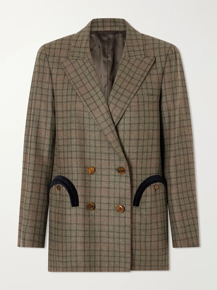 Everyday checked wool and cashmere-blend jacket