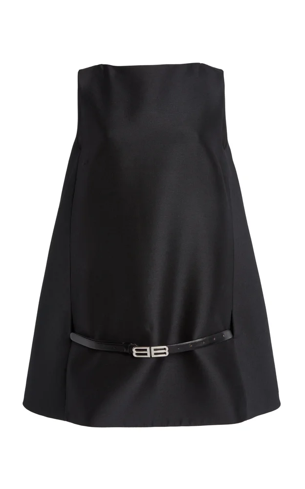 Belted Wool-Silk Mini Dress