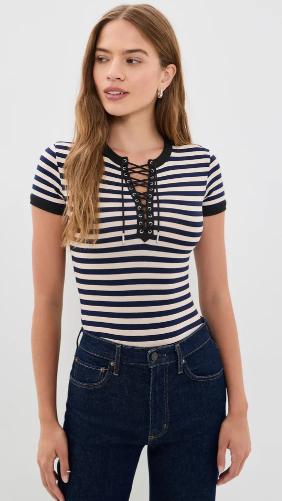 Ringer Lace Up Bodysuit