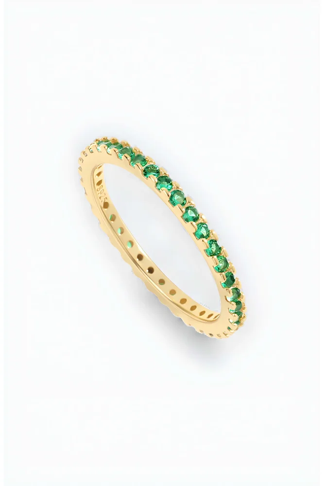 May Birthstone Eternity Stacking Ring in Green