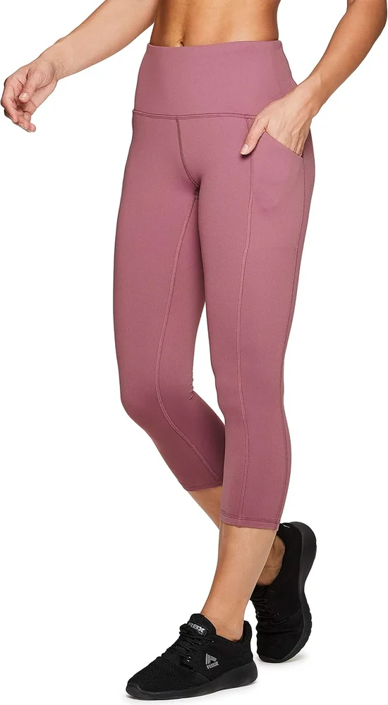 Power Hold High Waist Capri Leggings with Pockets - Mauve
