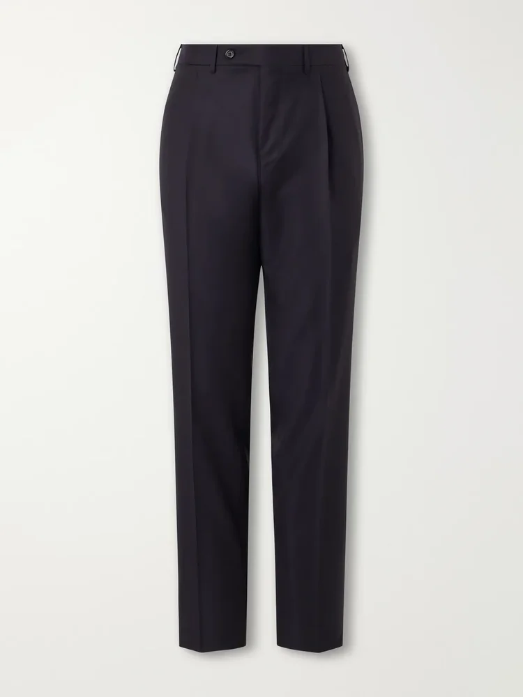 Tapered Pleated Wool-Twill Trousers